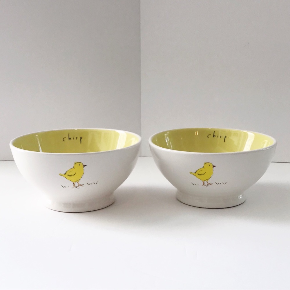 Rae Dunn by Magenta Chirp Chick Bowl Lot of 2